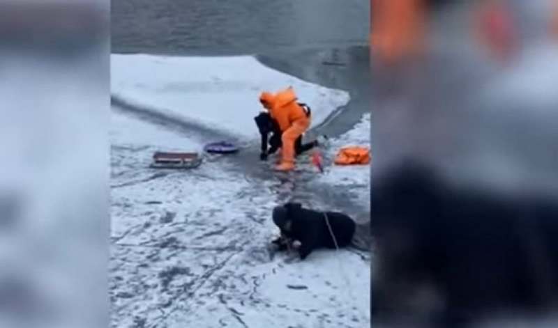 В Киеве женщина провалилась под лед на озере (ВИДЕО)