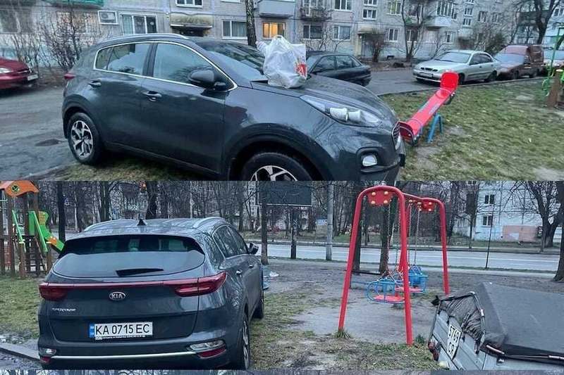 У Києві водій припаркувався прямо на дитячому майданчику