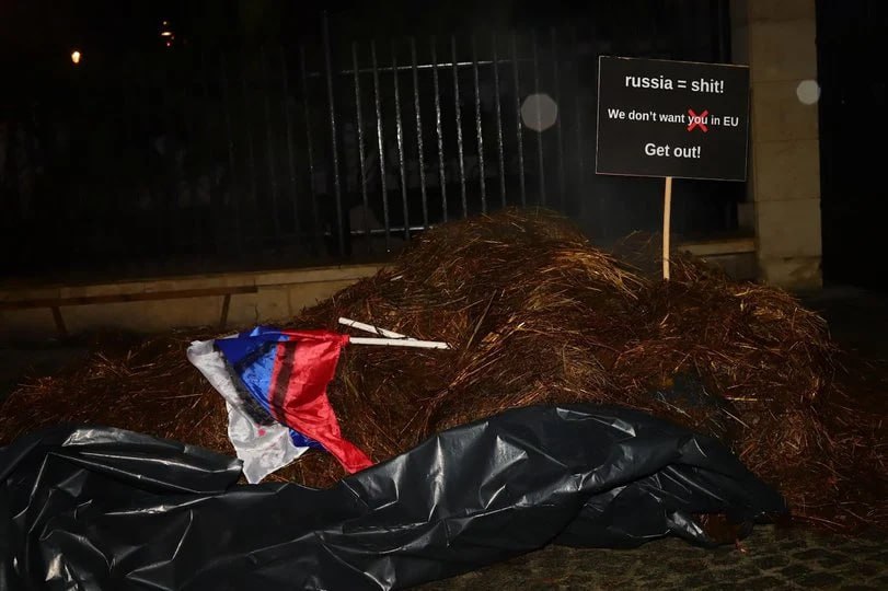 Польські активісти скинули купу гною під ворота вілли російського посла (ВІДЕО)