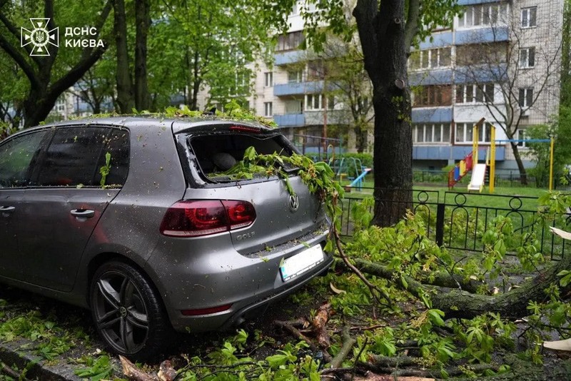 У Києві затопило вулиці і вирвало дерева з корінням (ФОТО)