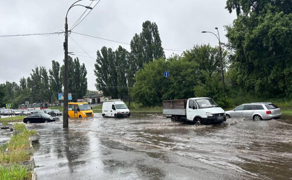 У Києві негода повалила дерева, стовпи та затопила вулиці (ФОТО)