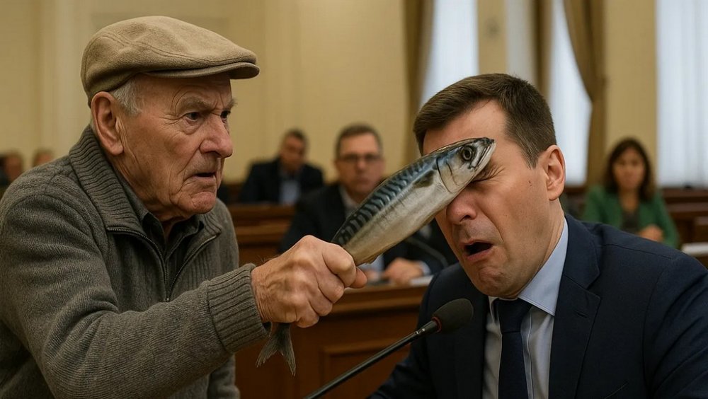 Пенсіонер вдарив депутата міськради замороженою скумбрією по голові