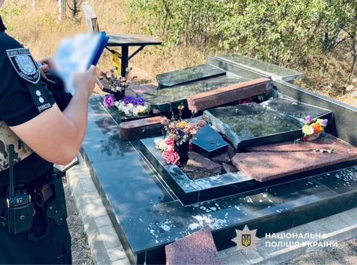 Поліцейські викрили бомжа, який пошкодив майже три десятки пам’ятників на кладовищі (ФОТО)