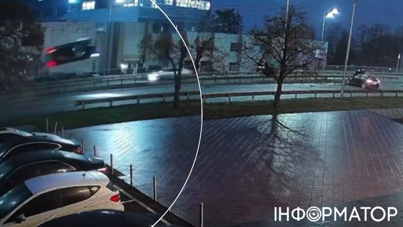 Форсаж по-київськи: авто зробило сальто через відбійник і стало на колеса (ВІДЕО)