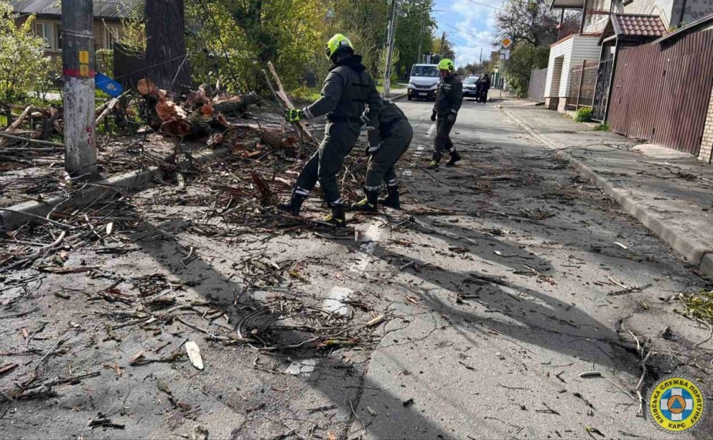Шквальний вітер у Києві: рятувальники КАРС працюють у посиленому режимі (ФОТО)