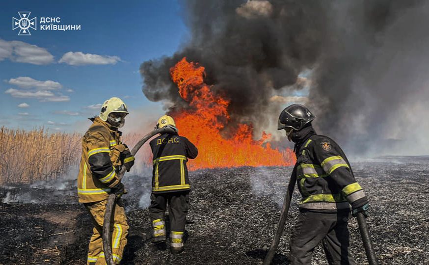 На Фастівщині загасили масштабну пожежу, в якій згорів комбайн (ФОТО)