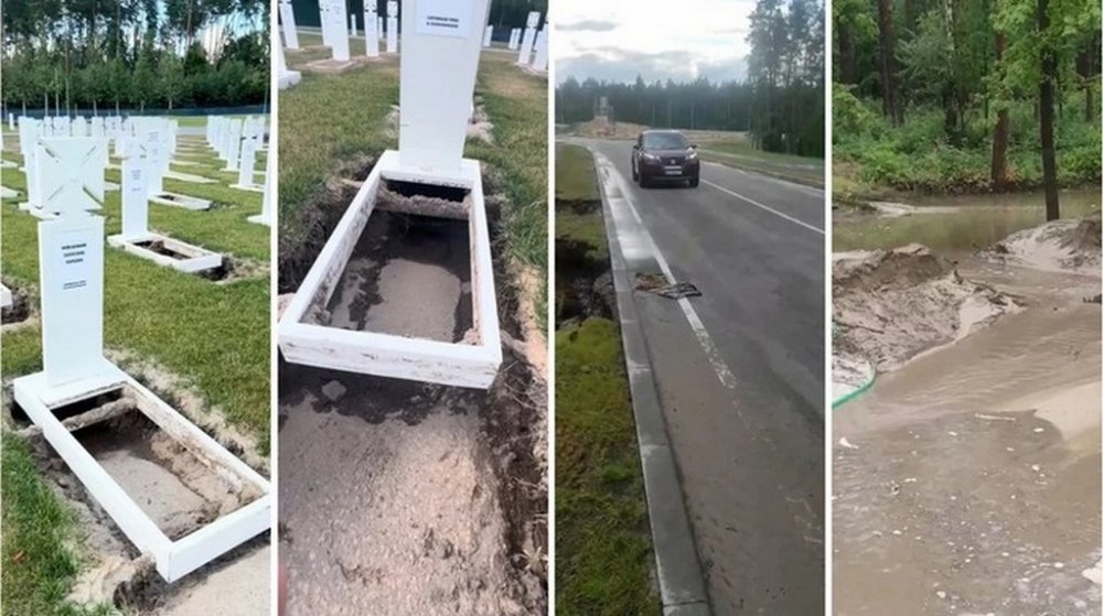 Національне військове кладовище на Київщині розмили дощі: на могилах утворились провалля (ВІДЕО)