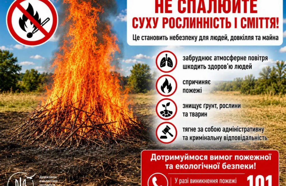 За випалювання трави та спалювання сміття на Київщині загрожують штрафи до 21 420 грн