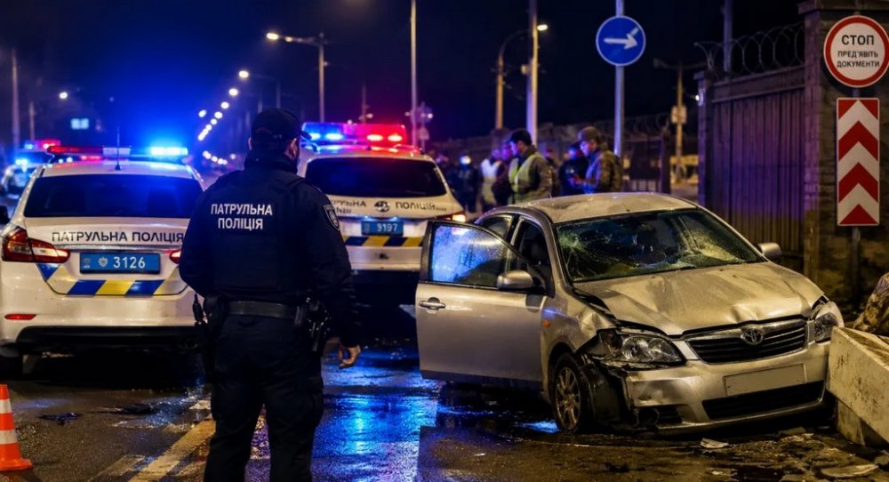 Нічна погоня у Києві: водій збив військового та розтрощив службові авто (ВІДЕО)