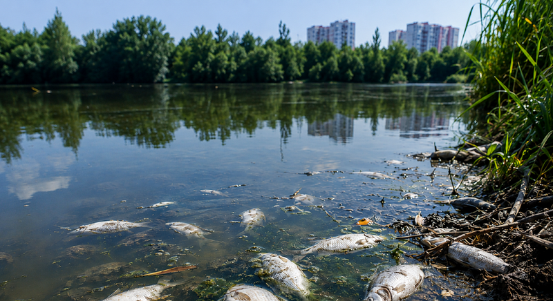 Під Києвом зафіксували масову загибель риби та забруднення водойм
